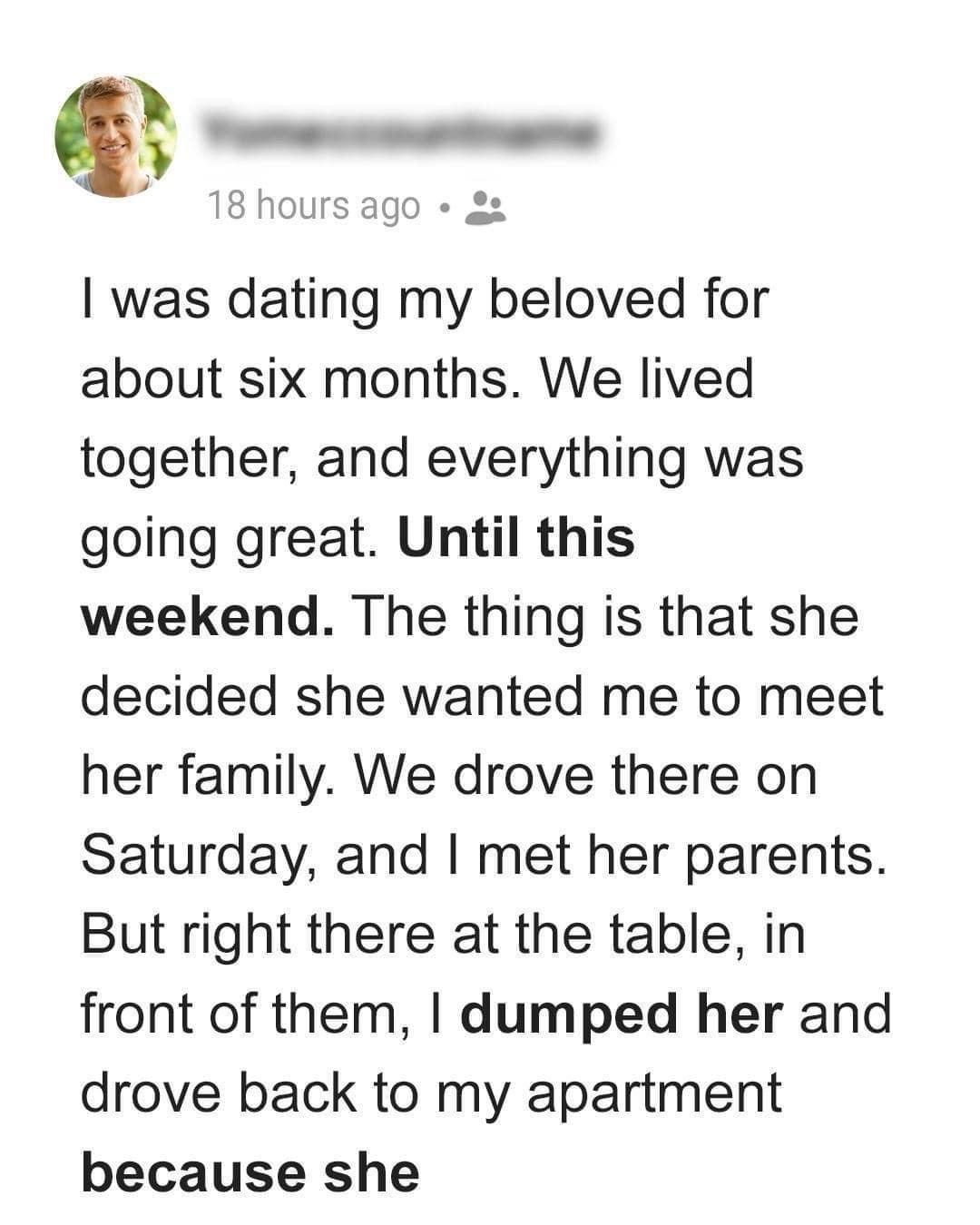 Man Dumps His Beloved Right in Front of Her Parents When He Found Out She Ha