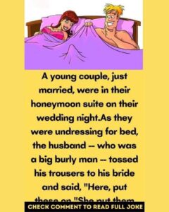 A young couple on their wedding night