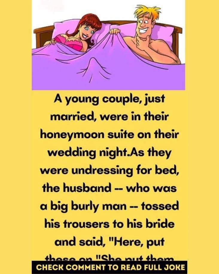 A young couple on their wedding night