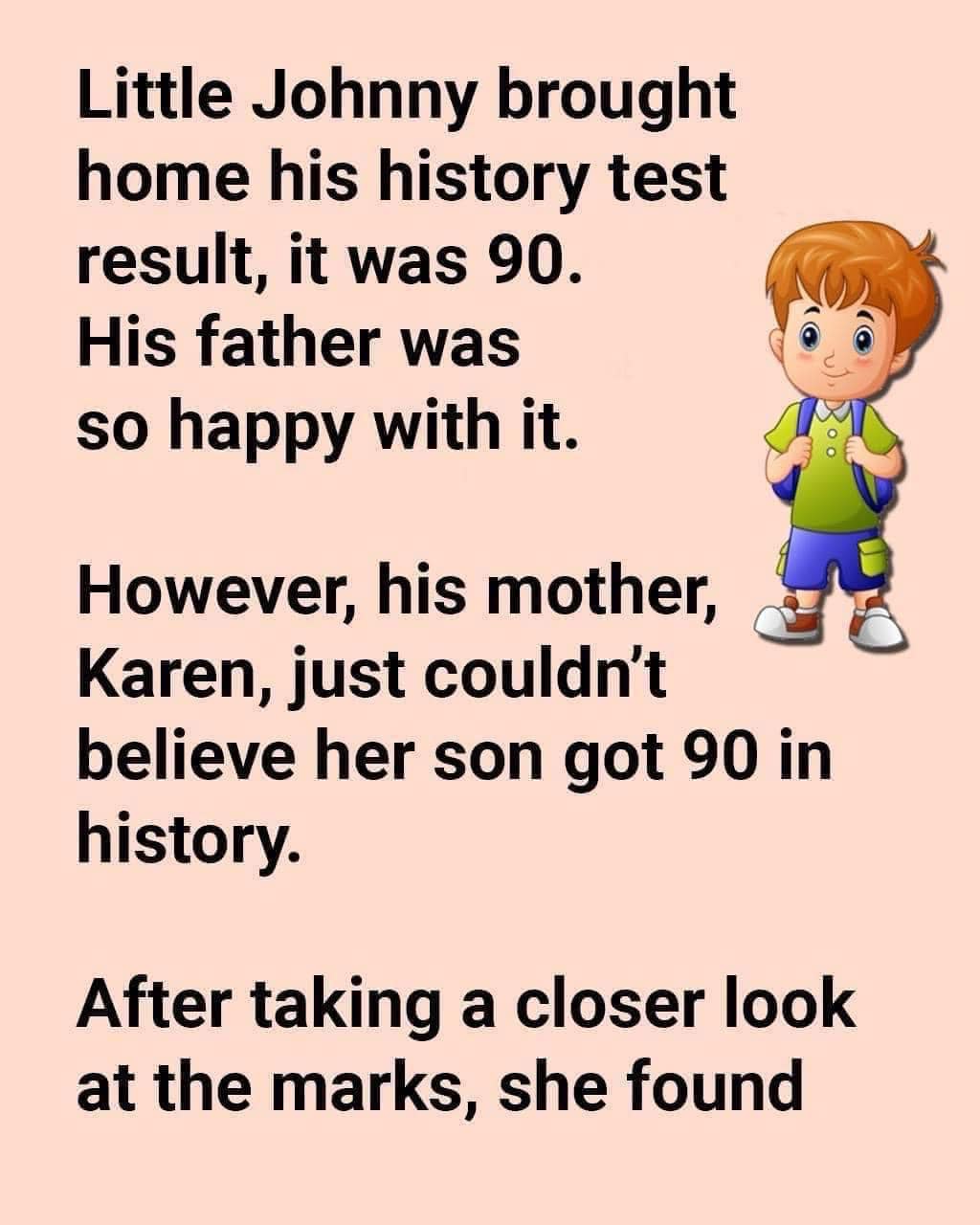 Johnny Brought Home His History Test Result….