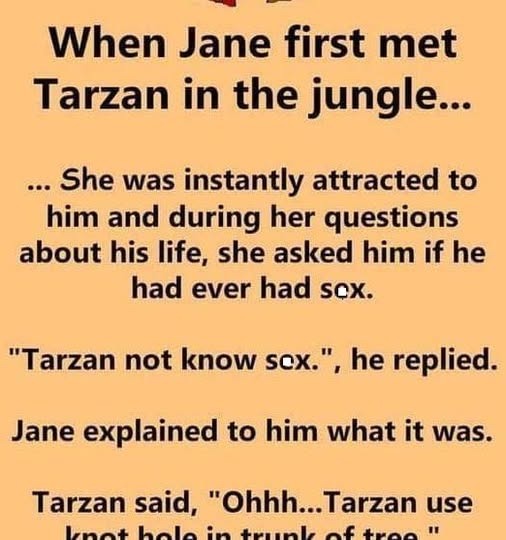 Dirty Joke – When Jane first met Tarzan in the jungle…
