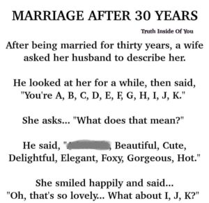 JOKE: Marriage After 30 Years