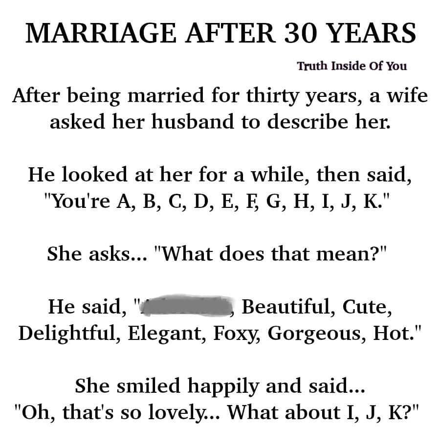 JOKE: Marriage After 30 Years
