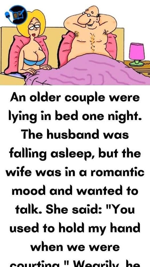 A older couple were lying in bed