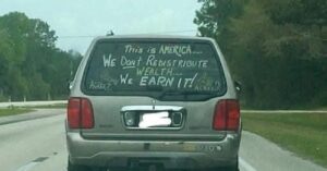 A message written on the back of an SUV quickly went viral after being shared online.
