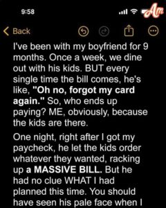 My boyfriend always ‘forgets’ his credit card when we eat out, so I have to foot the bill