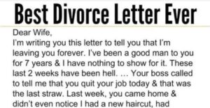 Wife receives a divorce letter from husband, her reply is brilliant