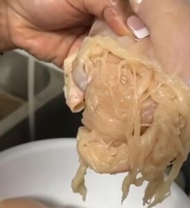 Photo of chicken breast that shreds into spaghetti