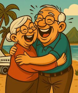 An elderly couple was flying to Hawaii