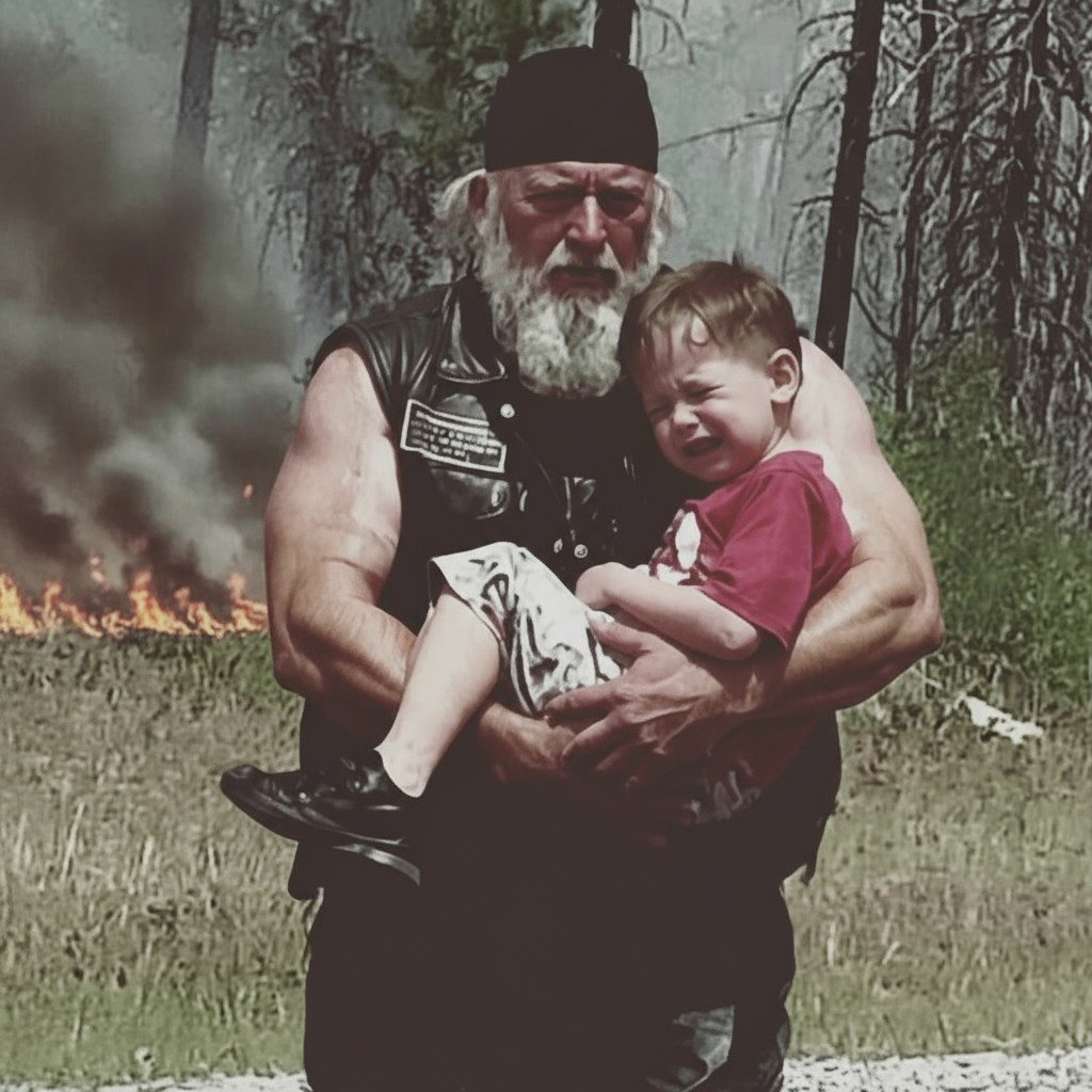 Biker Walked Through Fire Carrying Disabled Boy After Everyone Lost Hope