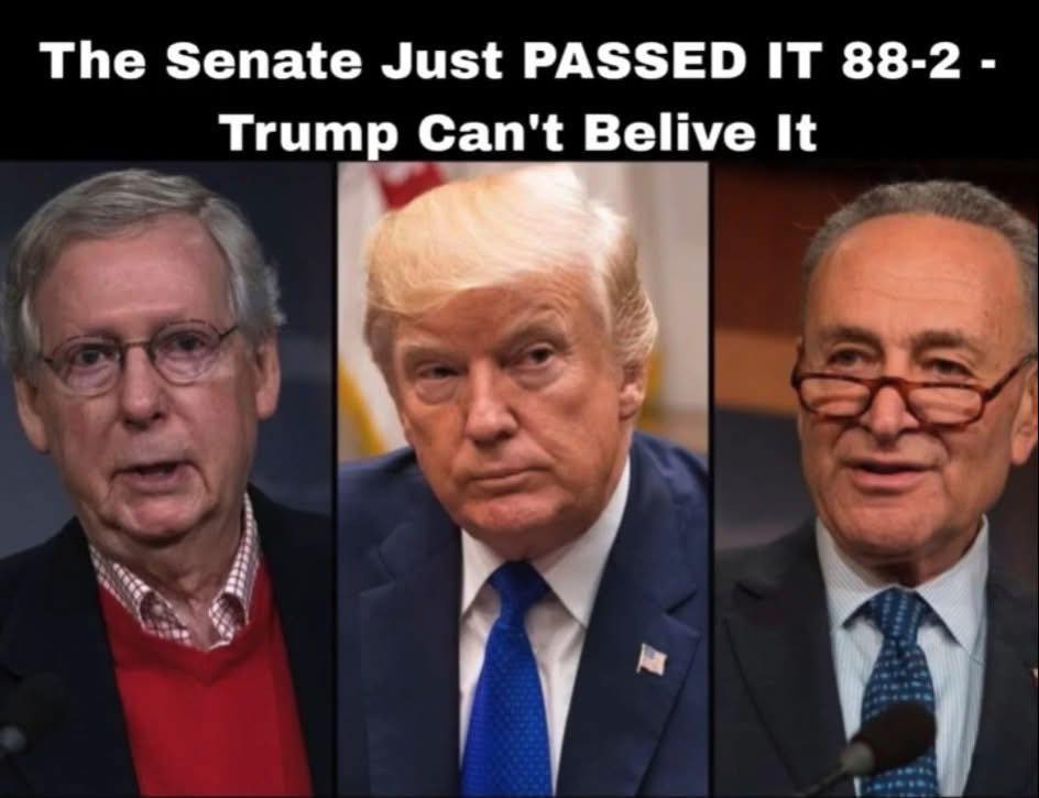 Senate passes it 88-2 — Even Trump didn’t see this coming! See below for details!