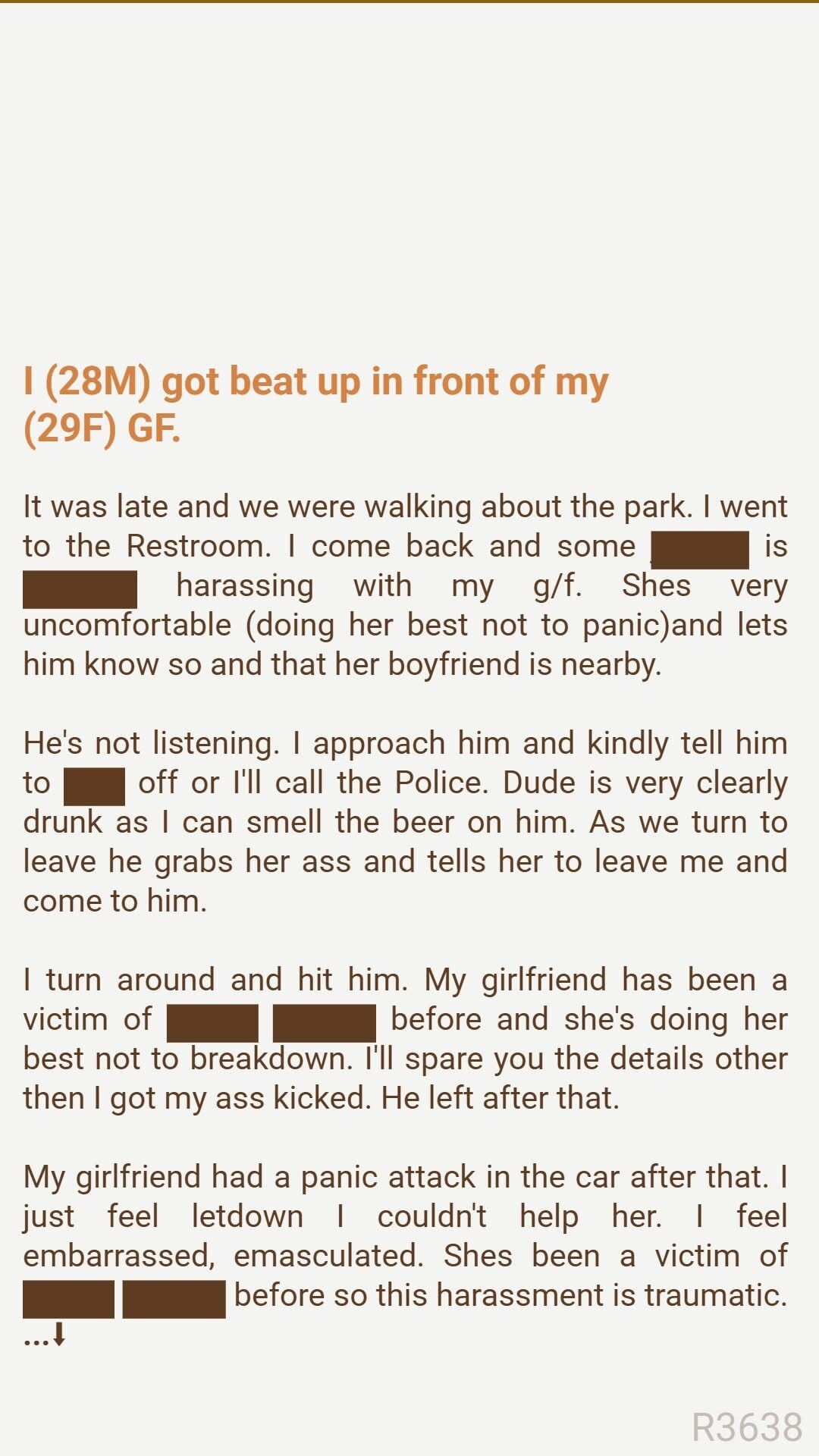 I (28M) got beat up in front of my (29F) GF.