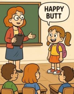 It was this little girl’s first day at a new school