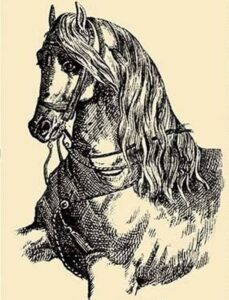 Besides the horse, there is a man in the picture. Only not everyone will see him